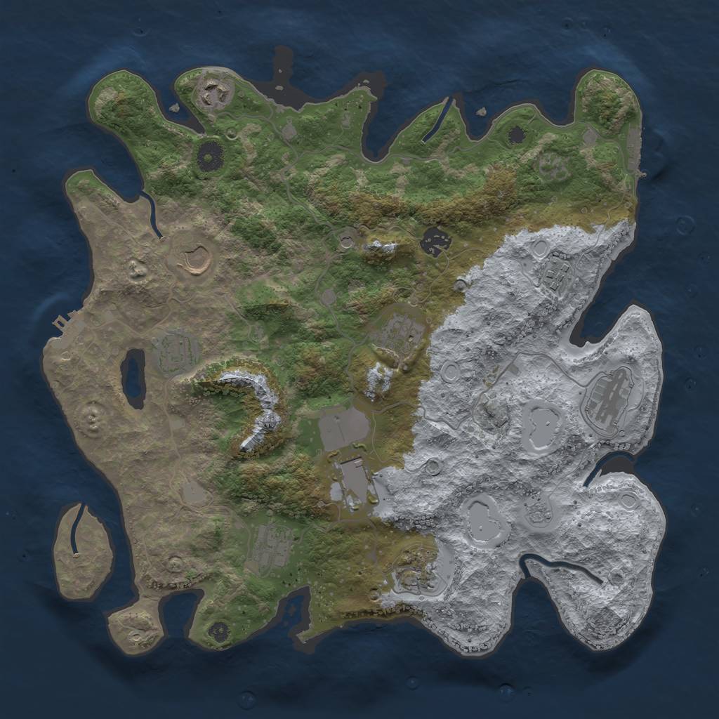 Rust Map: Procedural Map, Size: 3750, Seed: 610968361, 17 Monuments