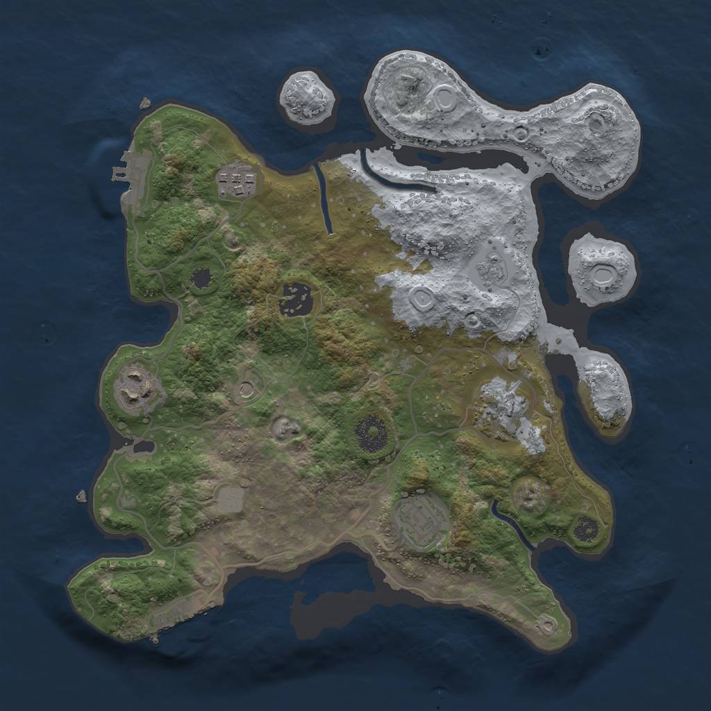 Rust Map: Procedural Map, Size: 3000, Seed: 25722, 12 Monuments