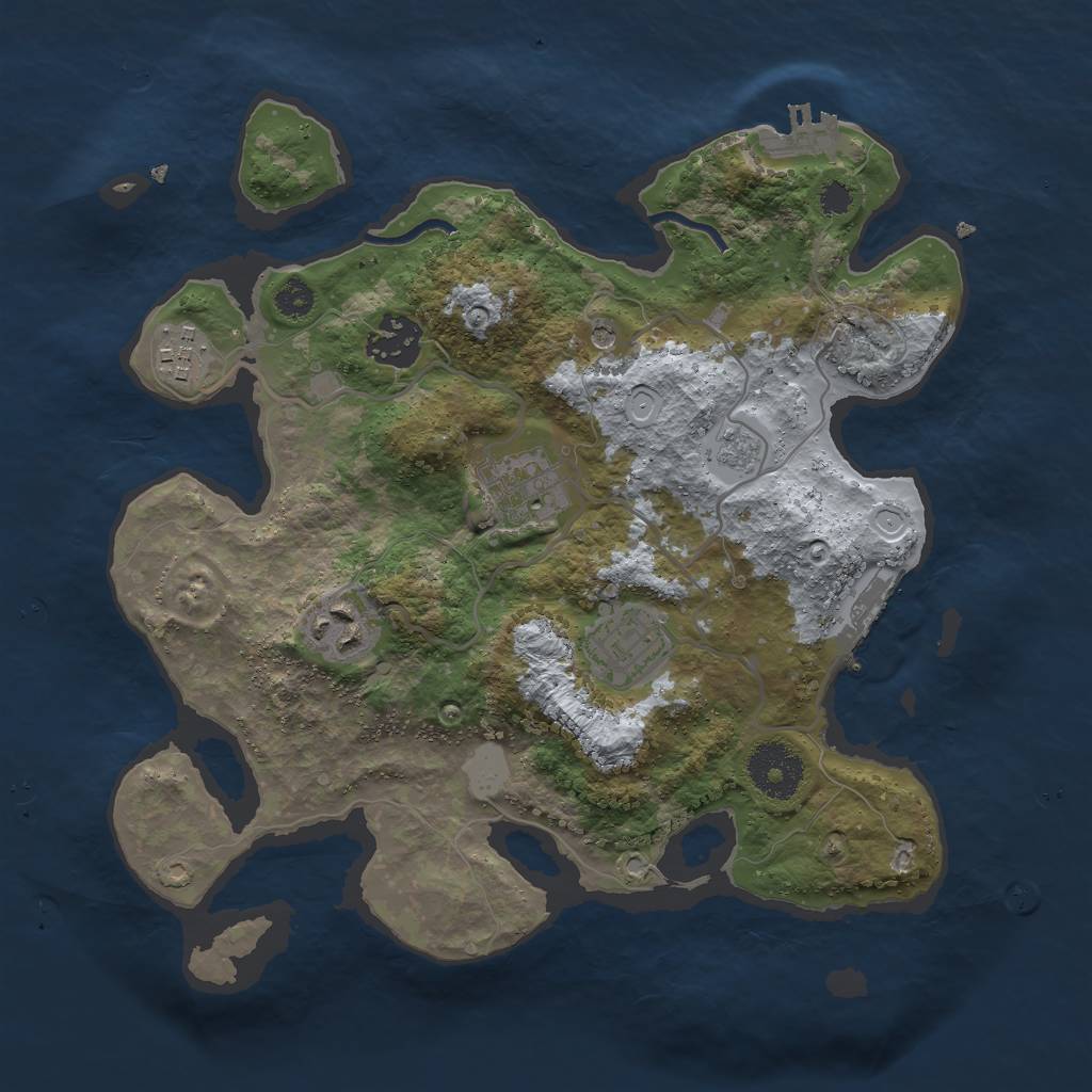 Rust Map: Procedural Map, Size: 3000, Seed: 25538, 12 Monuments