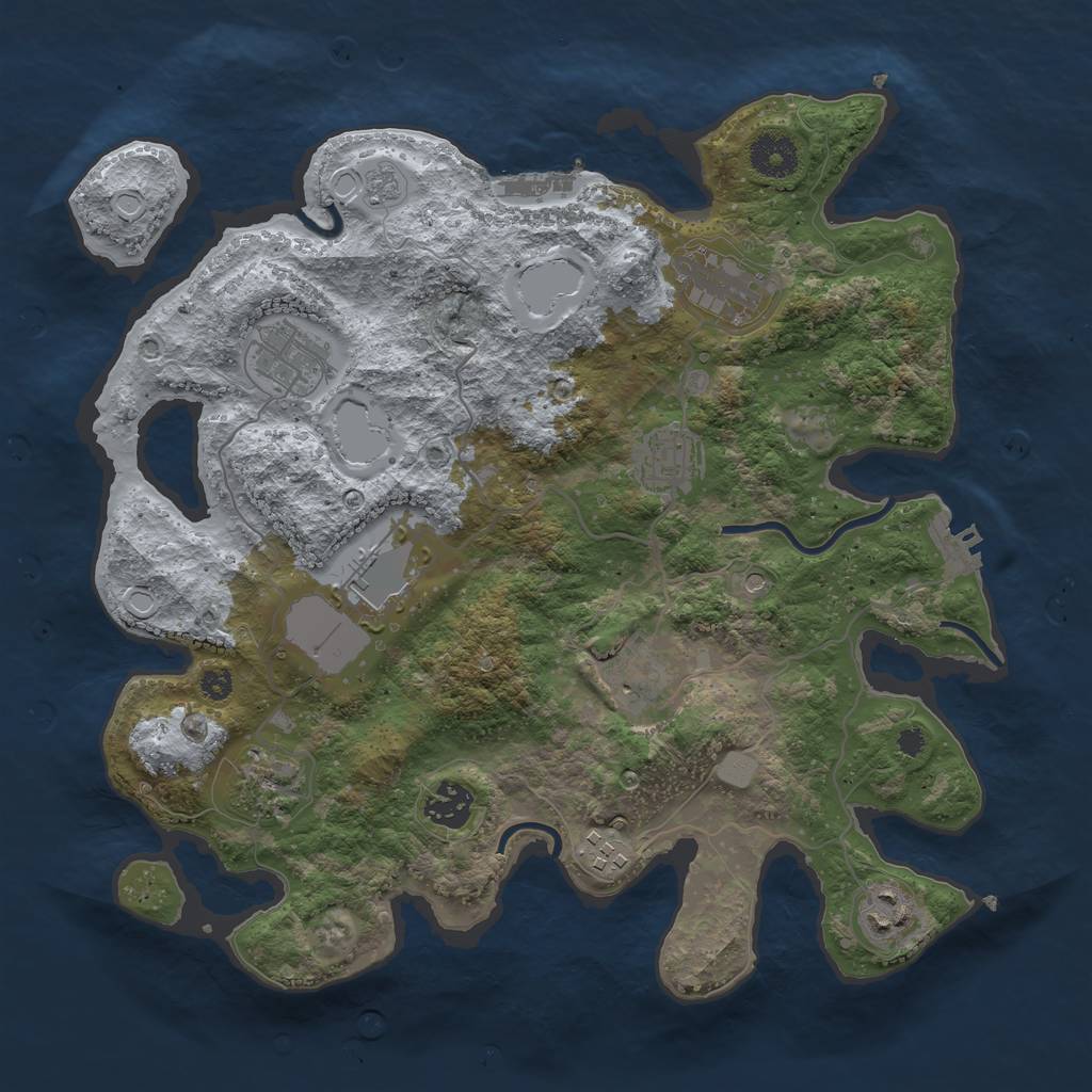 Rust Map: Procedural Map, Size: 3500, Seed: 209962045, 16 Monuments