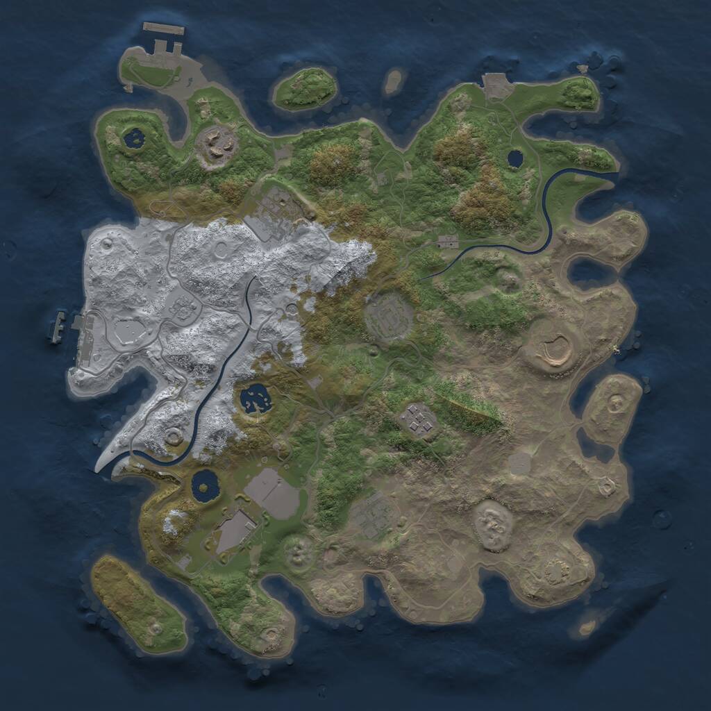 Rust Map: Procedural Map, Size: 3500, Seed: 571525390, 14 Monuments