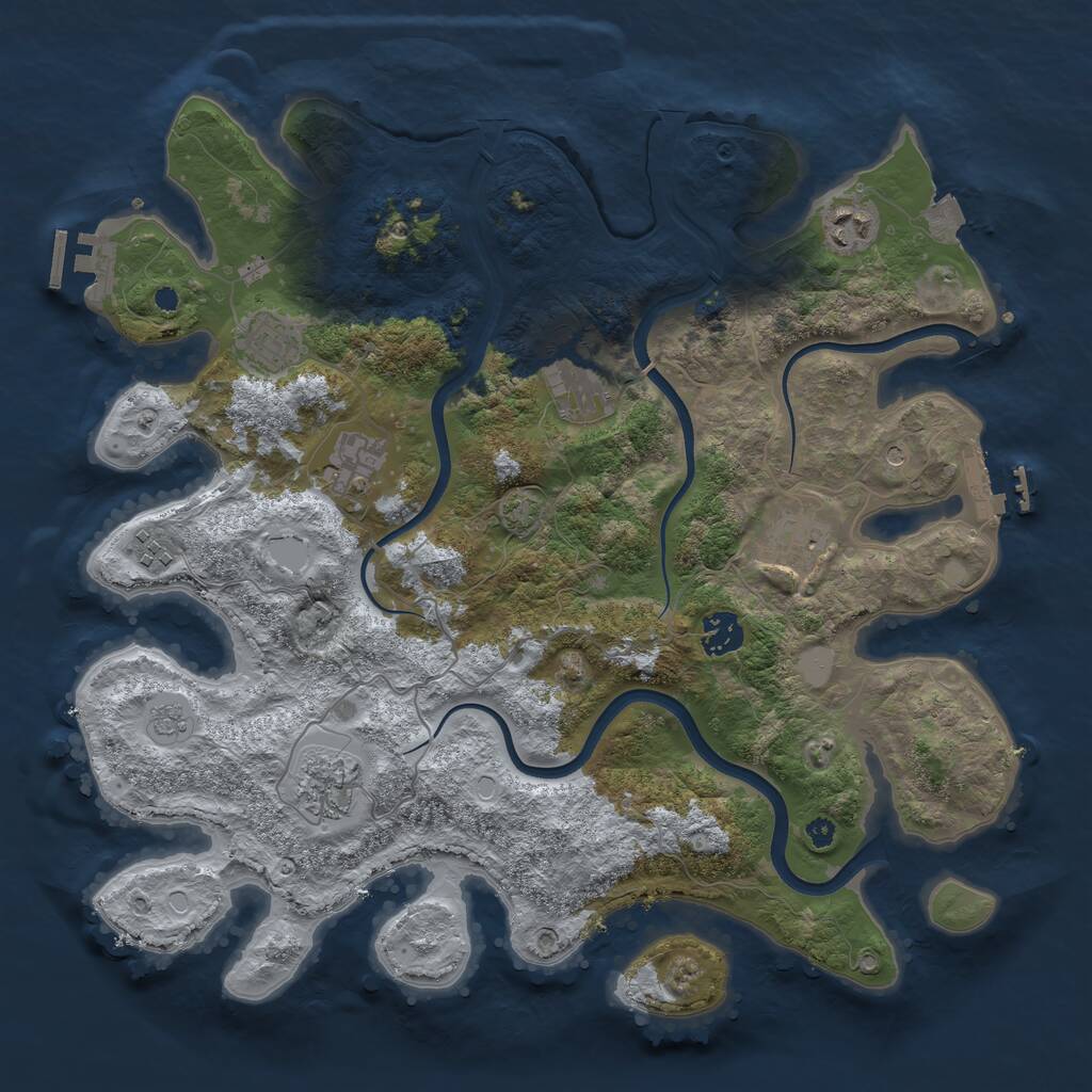 Rust Map: Procedural Map, Size: 3750, Seed: 191651891, 14 Monuments