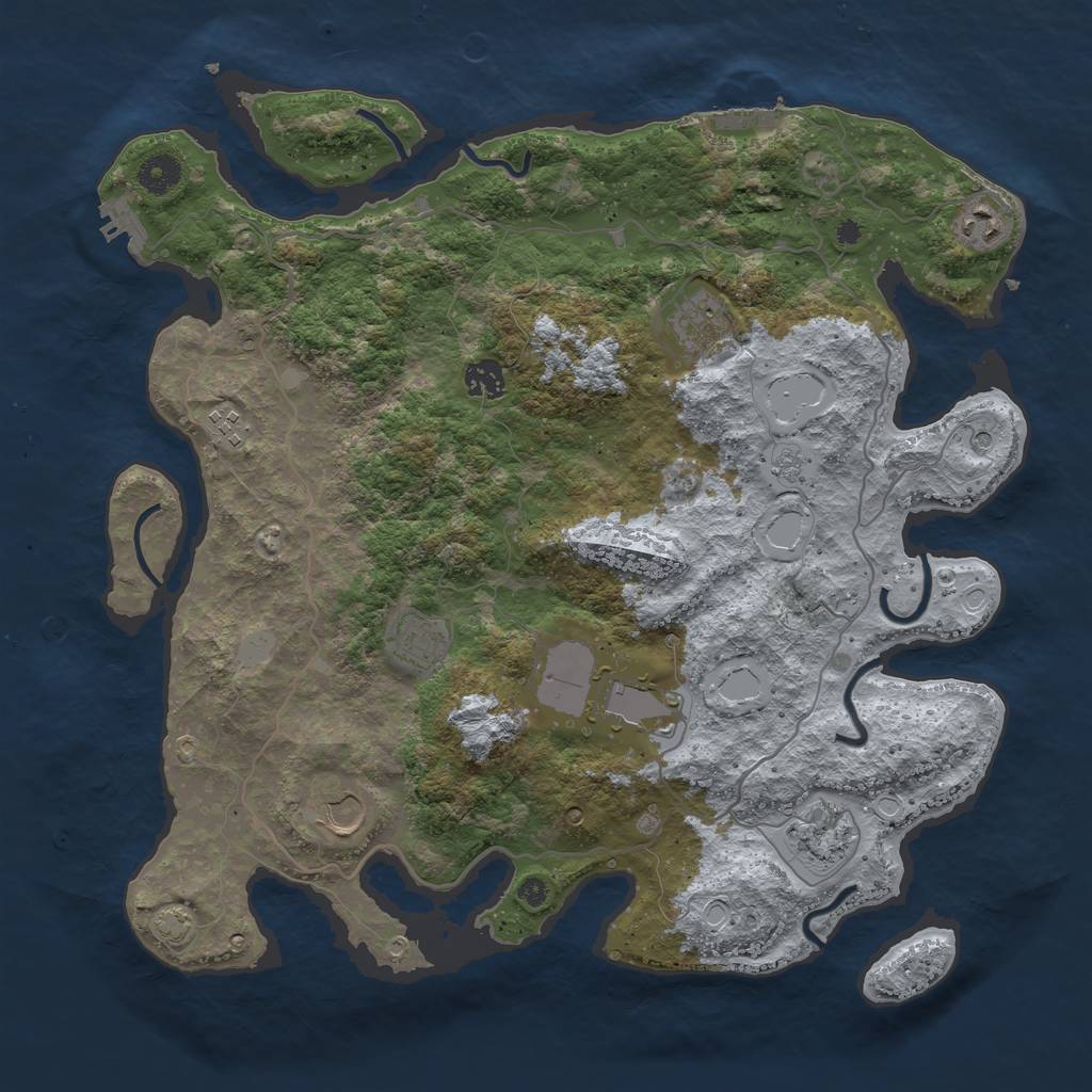 Rust Map: Procedural Map, Size: 4000, Seed: 633298373, 16 Monuments
