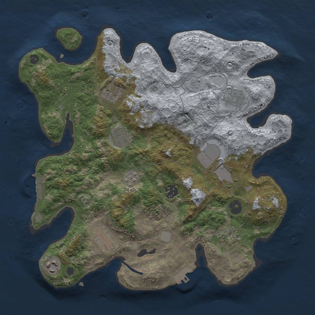 Rust Map: Procedural Map, Size: 3500, Seed: 176000568, 16 Monuments