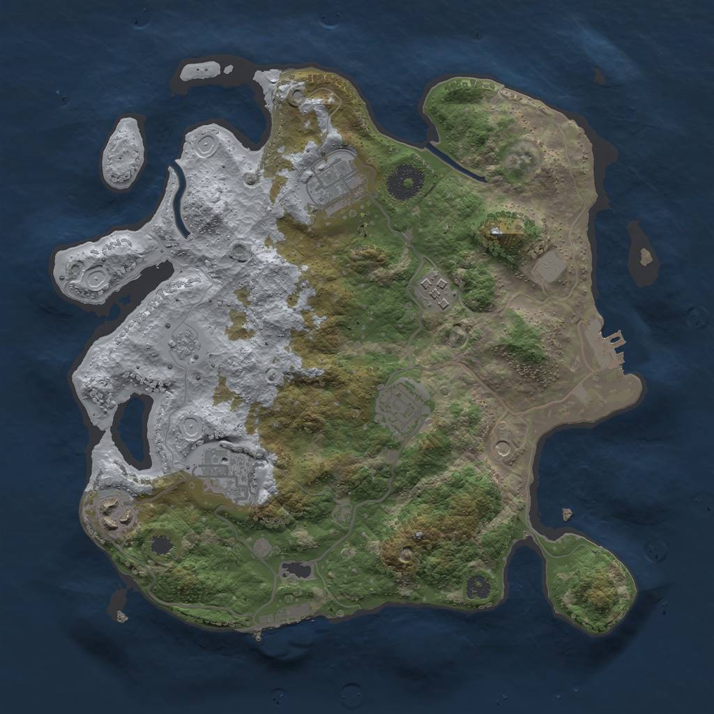 Rust Map: Procedural Map, Size: 3000, Seed: 16209, 12 Monuments