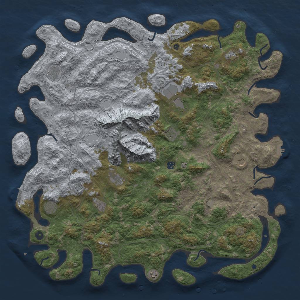 Rust Map: Procedural Map, Size: 5500, Seed: 101596641, 18 Monuments