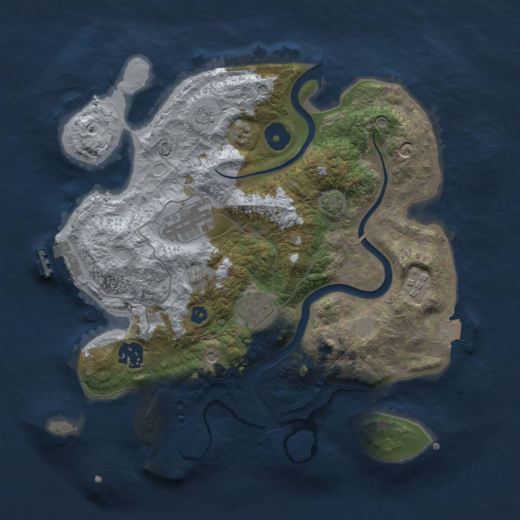 Rust Map: Procedural Map, Size: 3000, Seed: 15820, 10 Monuments