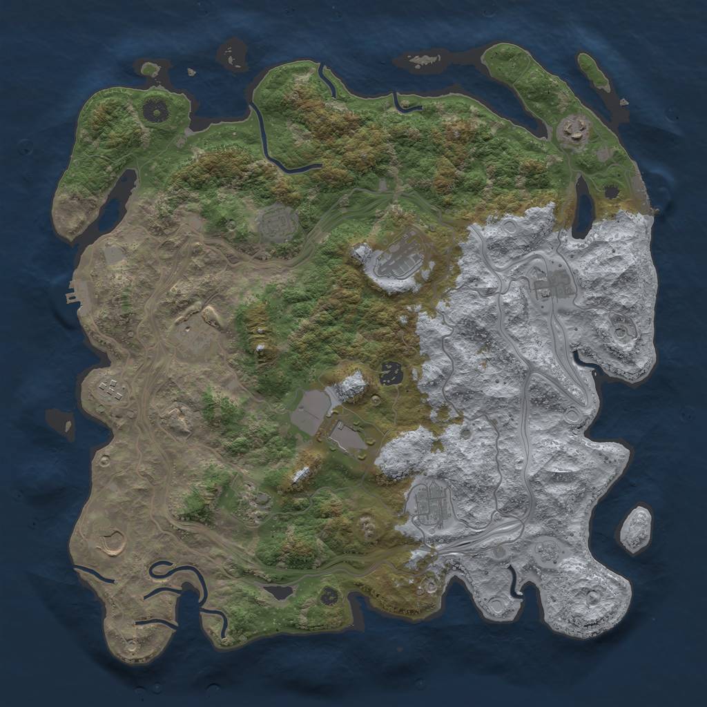 Rust Map: Procedural Map, Size: 4250, Seed: 1683746710, 18 Monuments