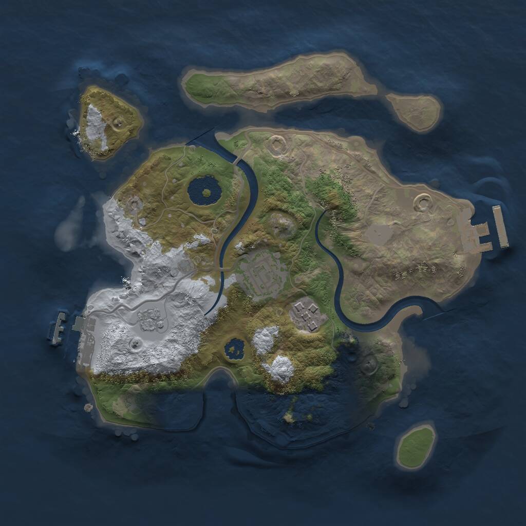 Rust Map: Procedural Map, Size: 2500, Seed: 2046284449, 6 Monuments