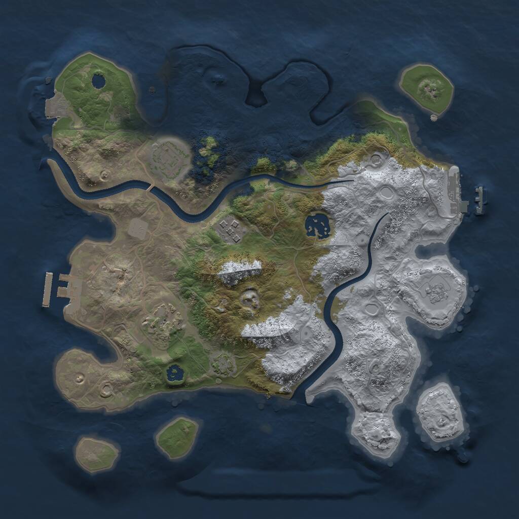 Rust Map: Procedural Map, Size: 3000, Seed: 16970, 10 Monuments