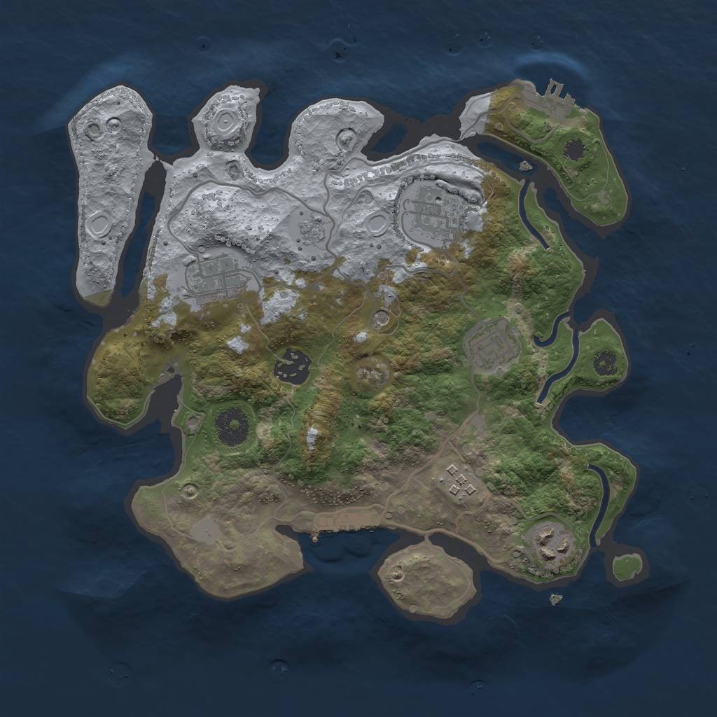 Rust Map: Procedural Map, Size: 3000, Seed: 4961, 13 Monuments