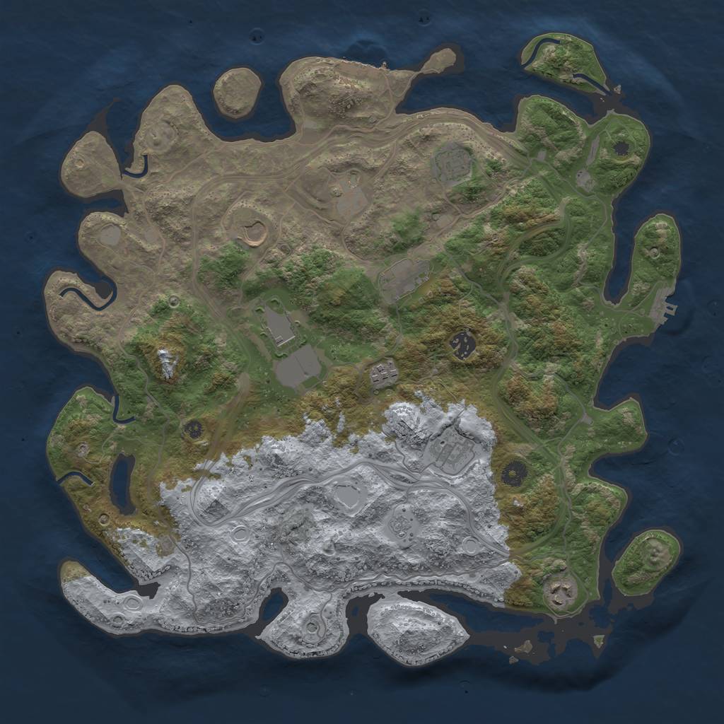 Rust Map: Procedural Map, Size: 4250, Seed: 400401, 16 Monuments