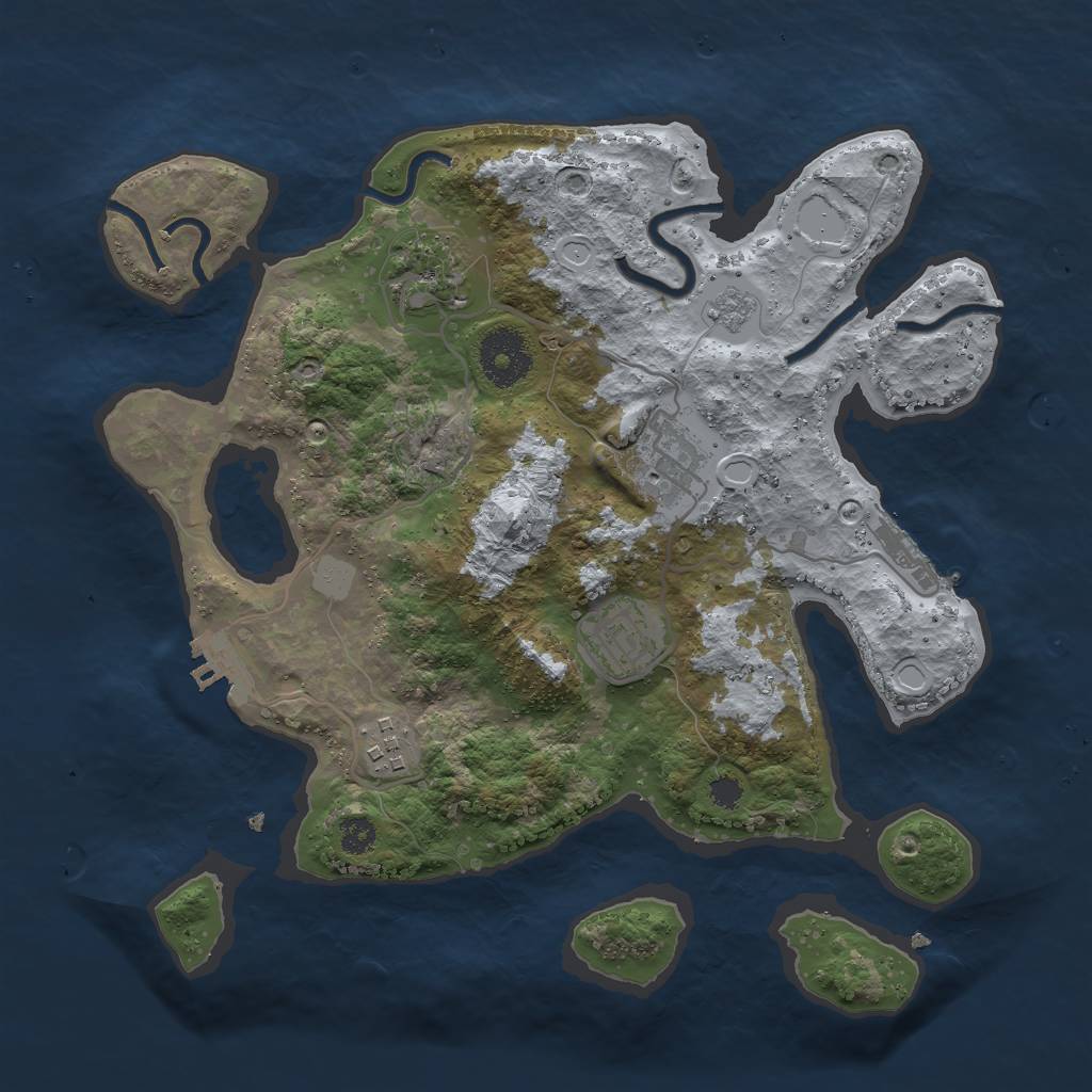 Rust Map: Procedural Map, Size: 3000, Seed: 116488878, 10 Monuments