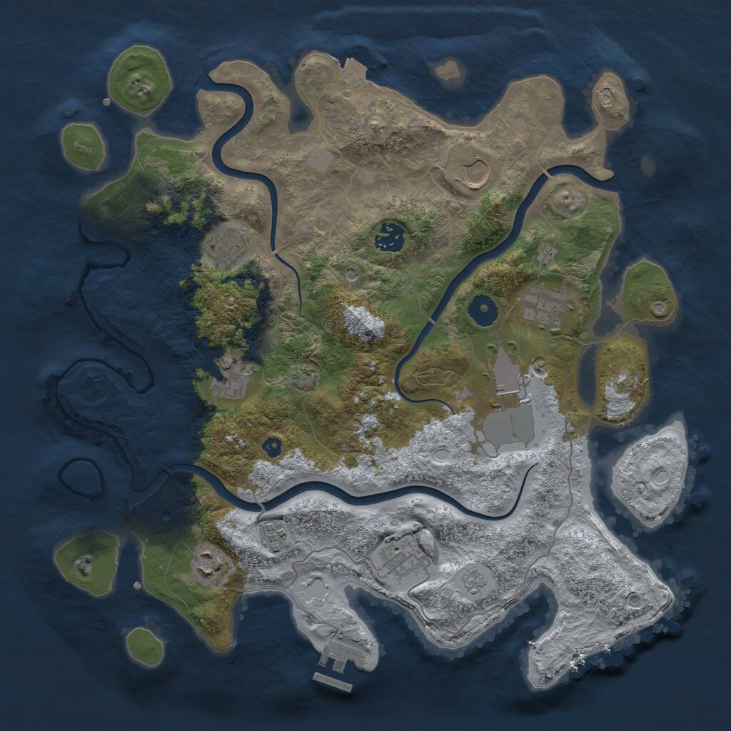 Rust Map: Procedural Map, Size: 3700, Seed: 1954243191, 14 Monuments
