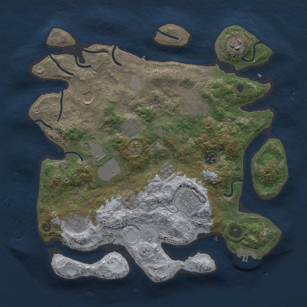 Rust Map: Procedural Map, Size: 3500, Seed: 813175032, 15 Monuments