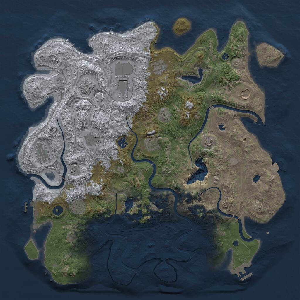 Rust Map: Procedural Map, Size: 4500, Seed: 1295246721, 17 Monuments