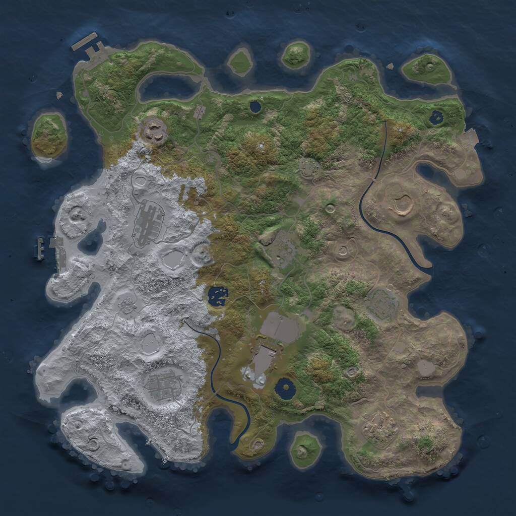 Rust Map: Procedural Map, Size: 3700, Seed: 1610844028, 15 Monuments
