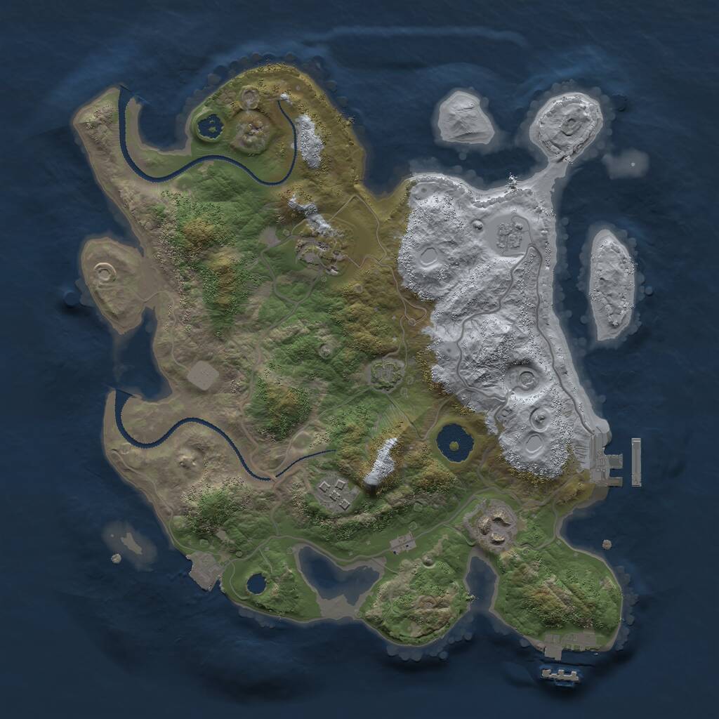 Rust Map: Procedural Map, Size: 3000, Seed: 29764, 9 Monuments