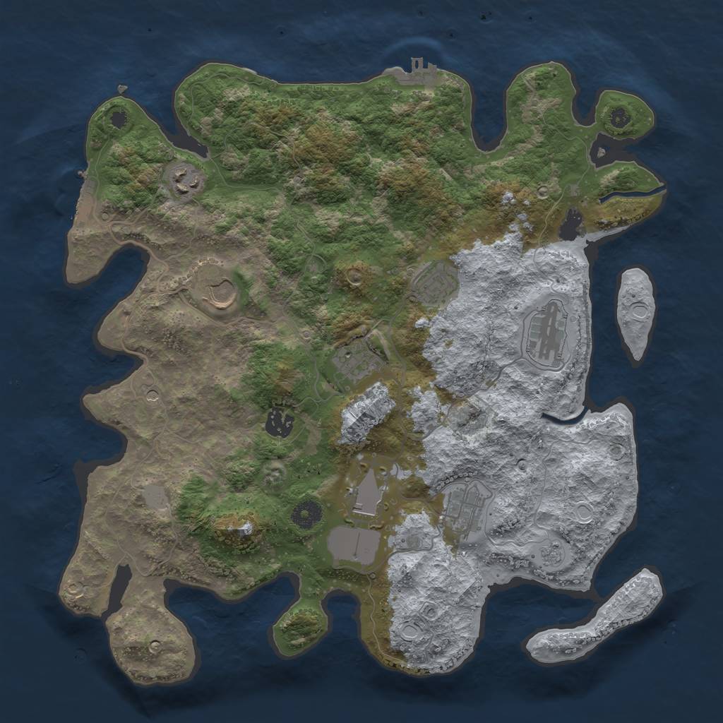 Rust Map: Procedural Map, Size: 3750, Seed: 1008354138, 15 Monuments