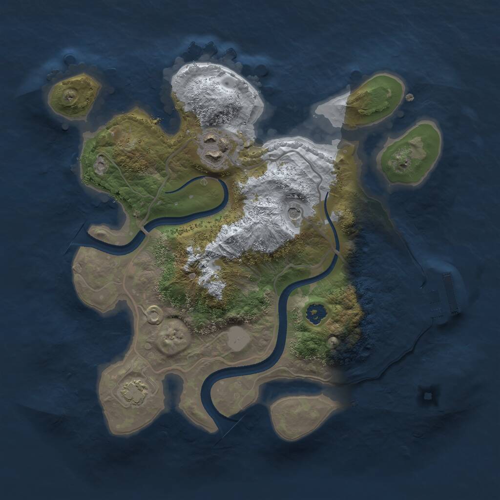 Rust Map: Procedural Map, Size: 2500, Seed: 1036976251, 5 Monuments
