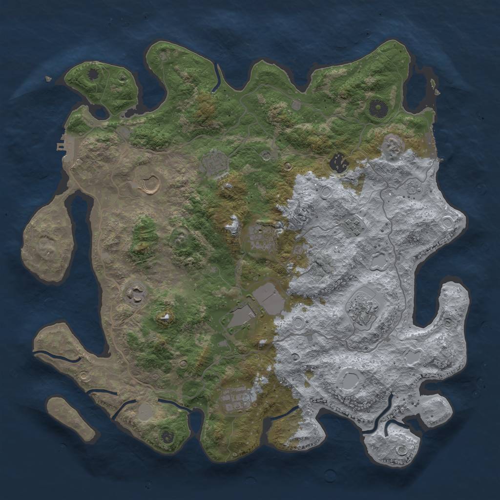 Rust Map: Procedural Map, Size: 4000, Seed: 20200806, 16 Monuments