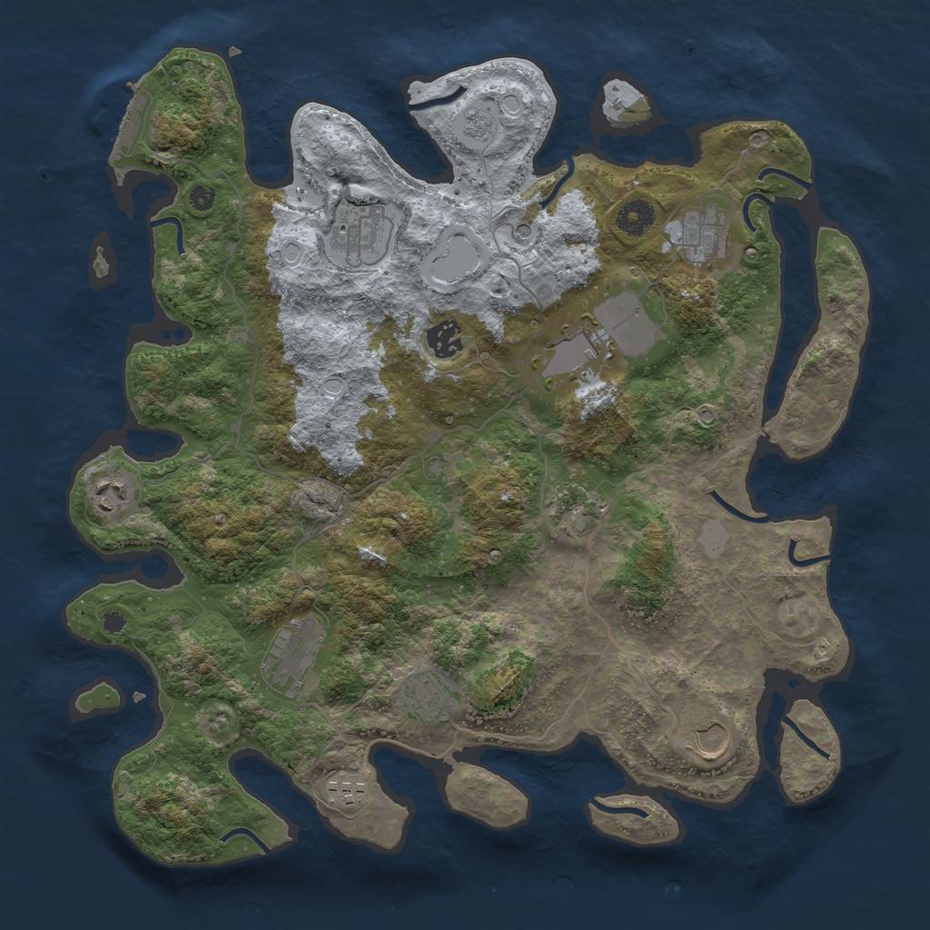 Rust Map: Procedural Map, Size: 3800, Seed: 258951161, 16 Monuments