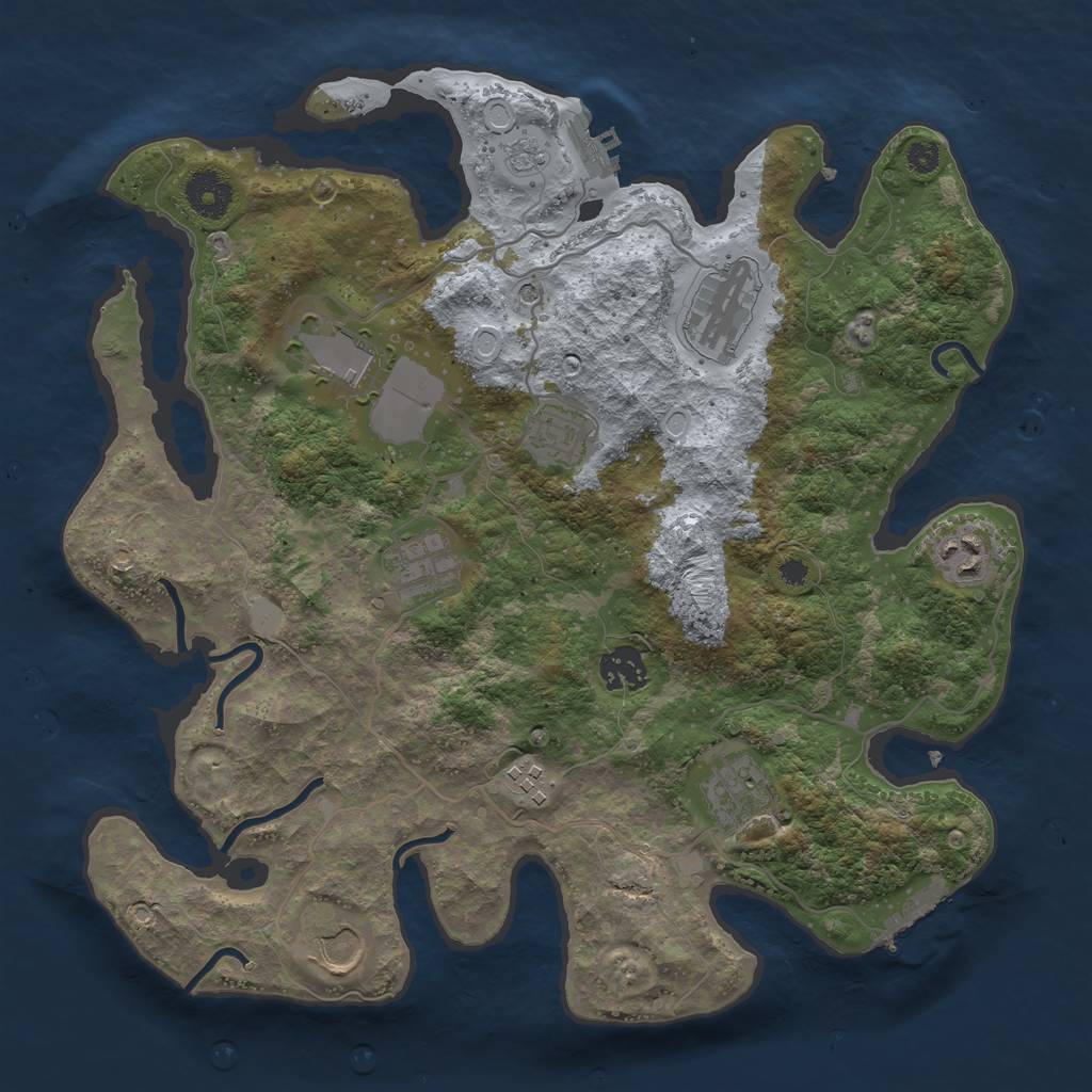 Rust Map: Procedural Map, Size: 3500, Seed: 120911075, 16 Monuments
