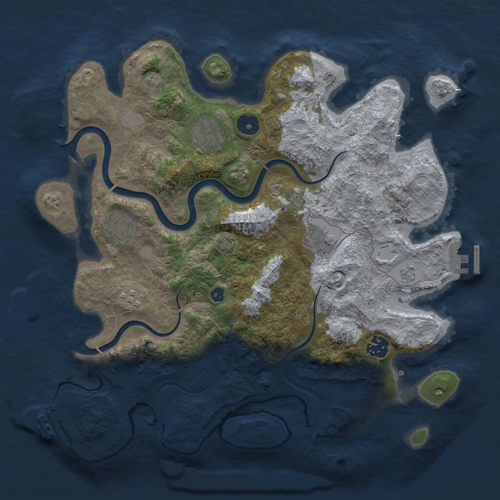 Rust Map: Procedural Map, Size: 3500, Seed: 940286680, 11 Monuments