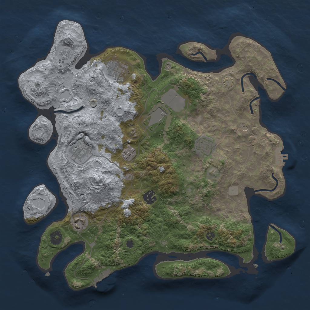 Rust Map: Procedural Map, Size: 3500, Seed: 1133258088, 15 Monuments