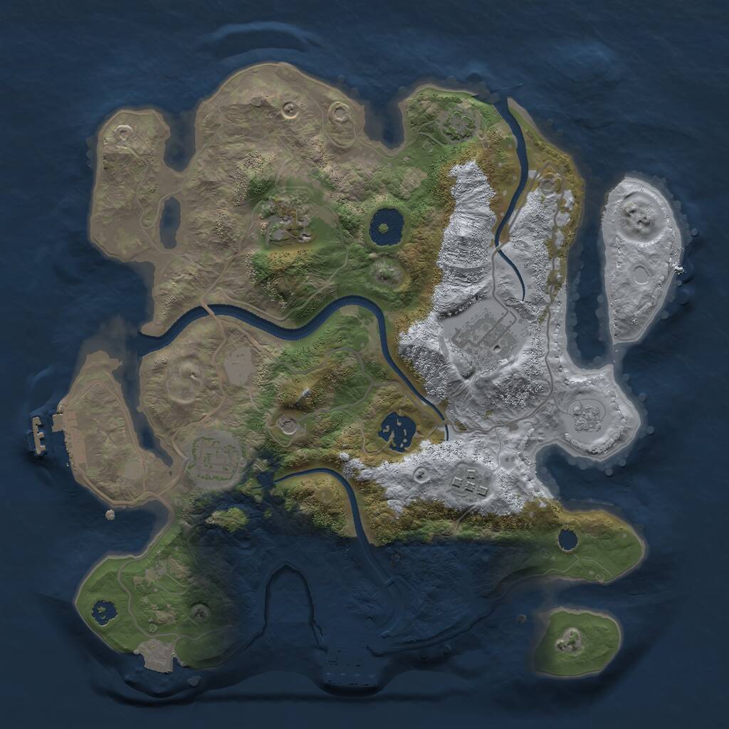 Rust Map: Procedural Map, Size: 3000, Seed: 8627, 11 Monuments