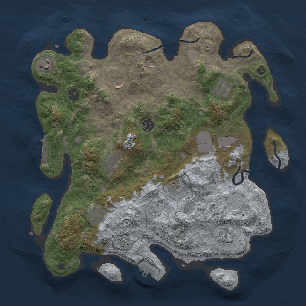 Rust Map: Procedural Map, Size: 3700, Seed: 1332770512, 17 Monuments