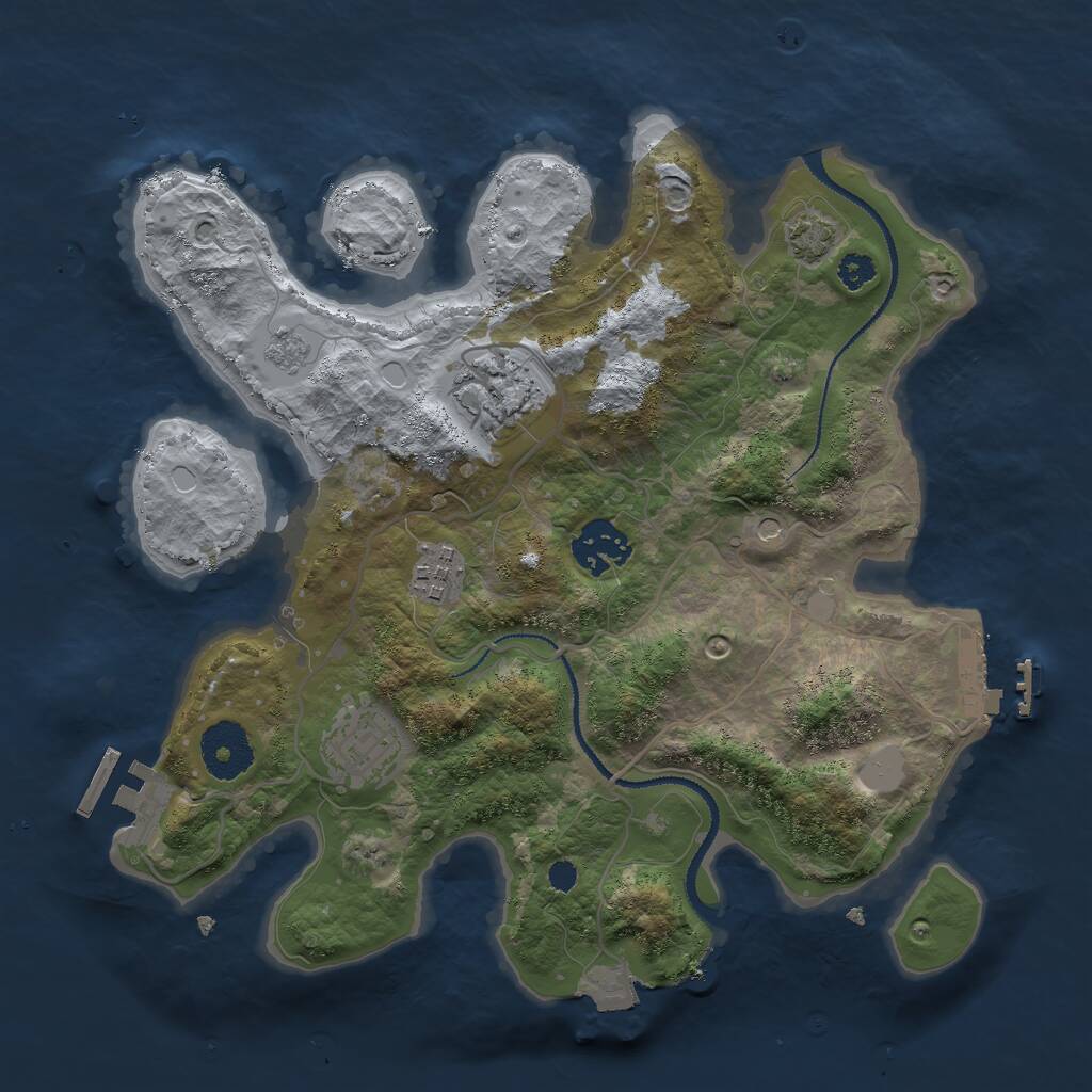 Rust Map: Procedural Map, Size: 3000, Seed: 712987275, 10 Monuments