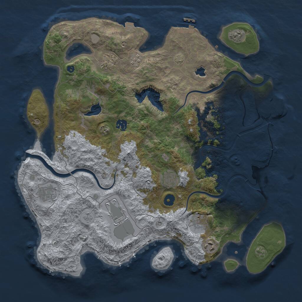 Rust Map: Procedural Map, Size: 4000, Seed: 689597719, 14 Monuments