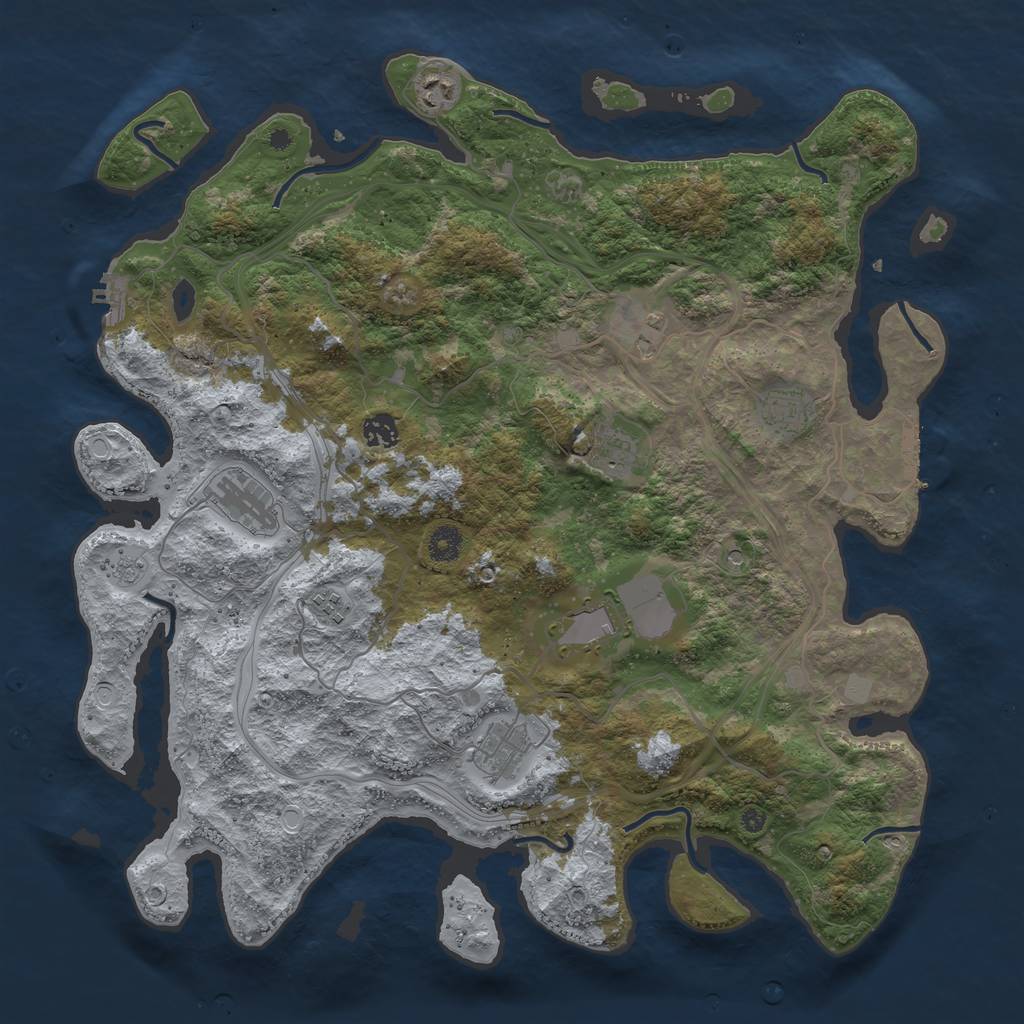 Rust Map: Procedural Map, Size: 4280, Seed: 1156101988, 16 Monuments