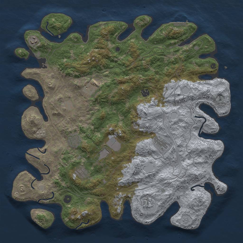 Rust Map: Procedural Map, Size: 4500, Seed: 1999215827, 16 Monuments