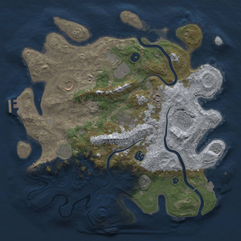 Rust Map: Procedural Map, Size: 3850, Seed: 8228017, 14 Monuments