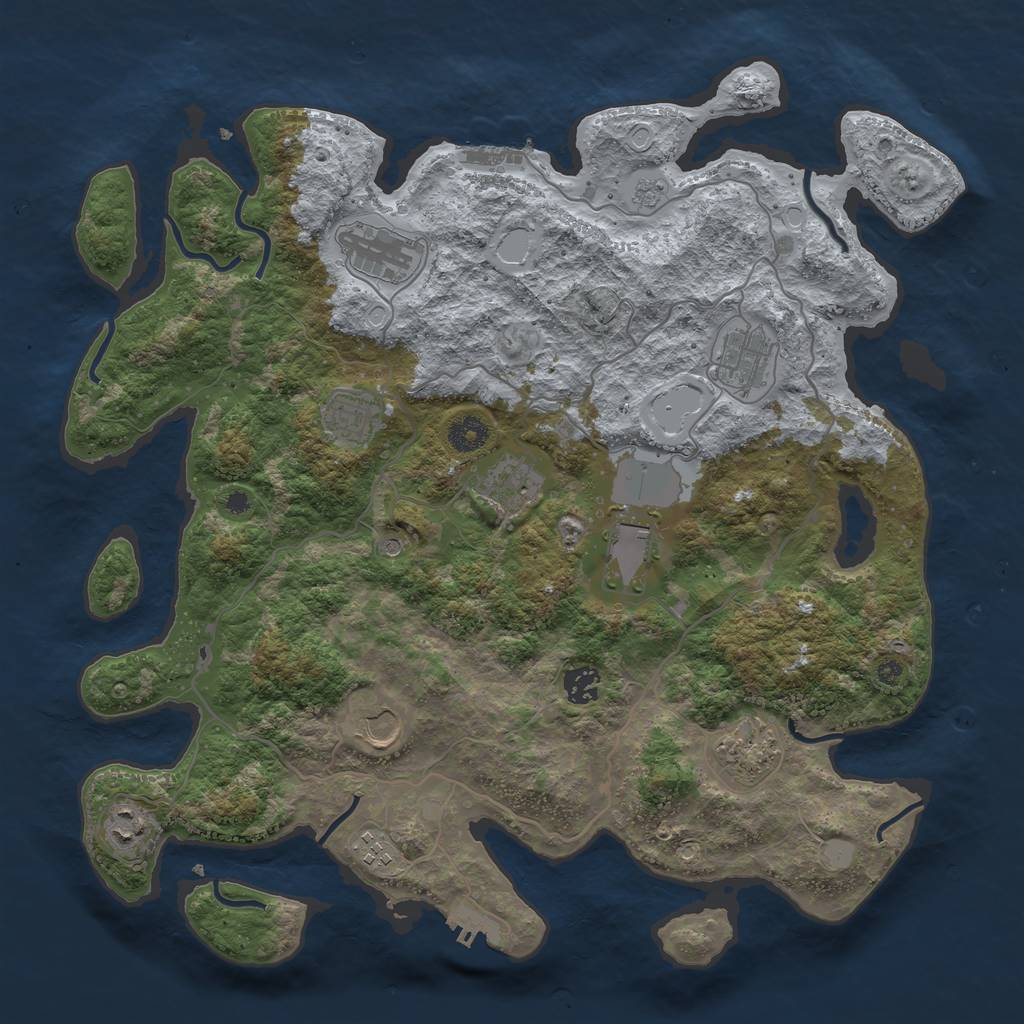 Rust Map: Procedural Map, Size: 4000, Seed: 1278413990, 17 Monuments