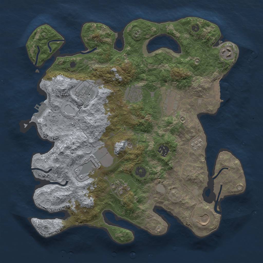 Rust Map: Procedural Map, Size: 3500, Seed: 1309146403, 16 Monuments