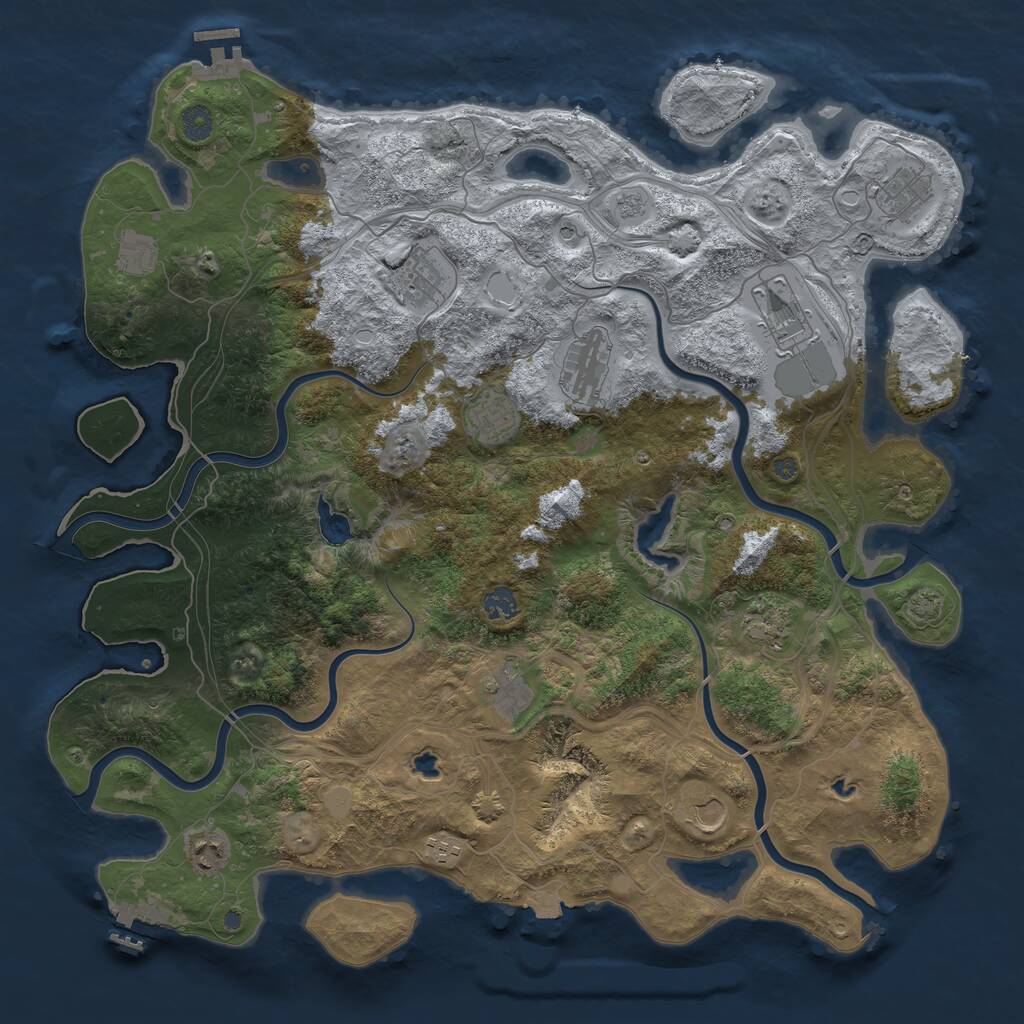 Rust Map: Procedural Map, Size: 4500, Seed: 1925511770, 19 Monuments