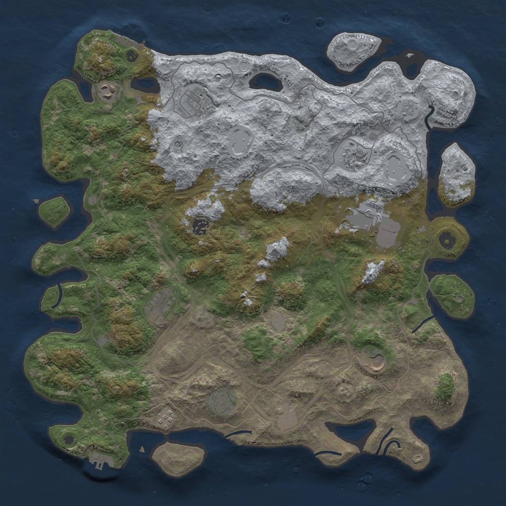 Rust Map: Procedural Map, Size: 4500, Seed: 1925511770, 17 Monuments