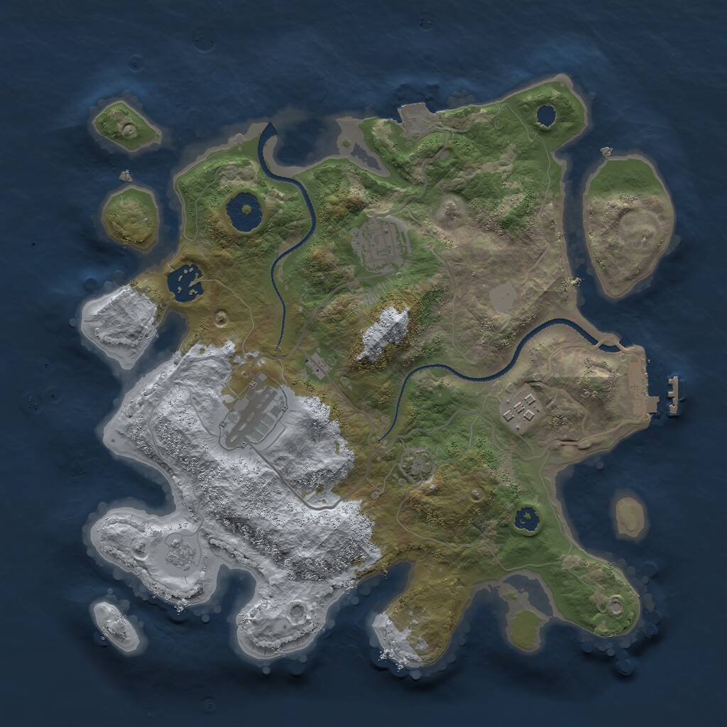 Rust Map: Procedural Map, Size: 3000, Seed: 31042, 8 Monuments