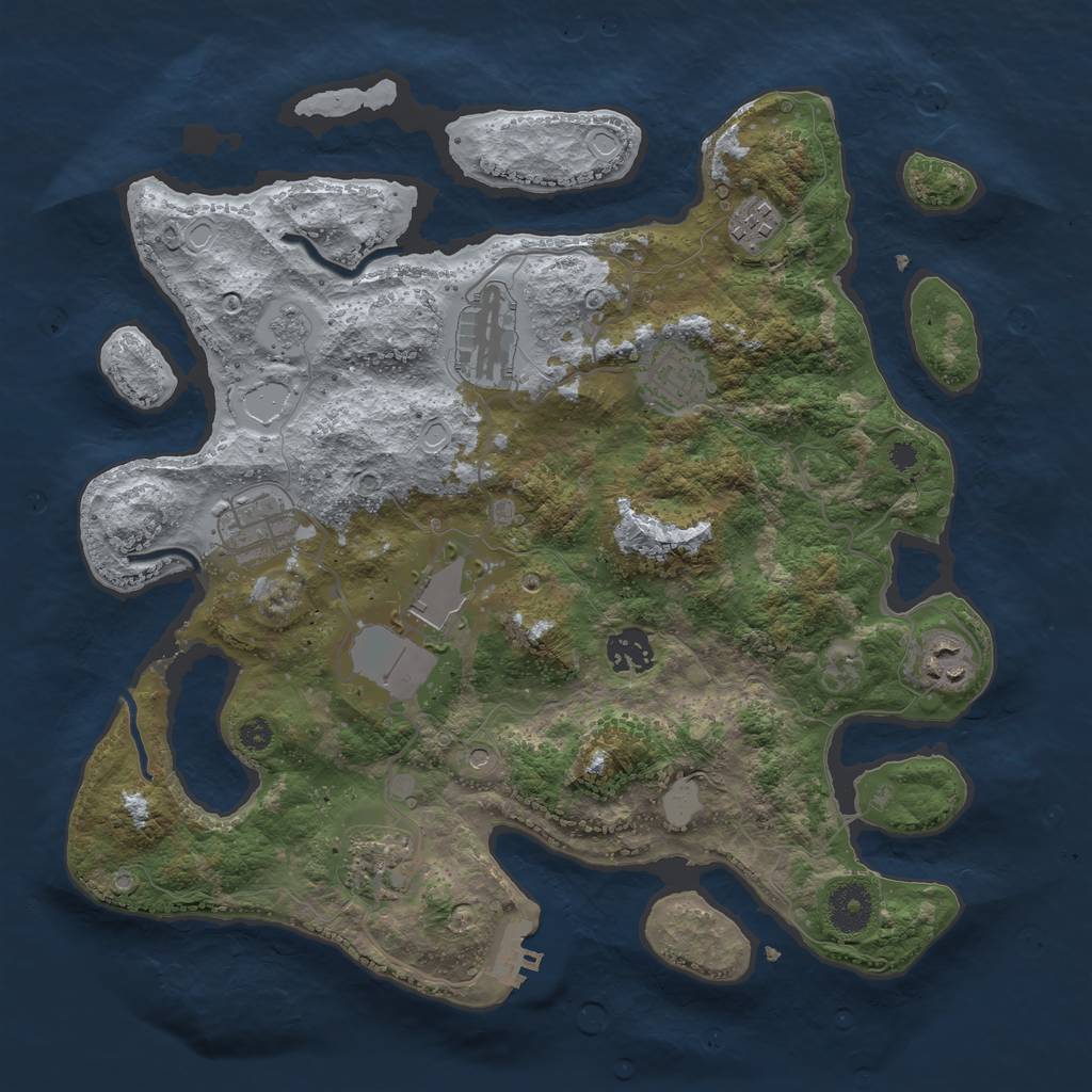 Rust Map: Procedural Map, Size: 3500, Seed: 1117202039, 14 Monuments