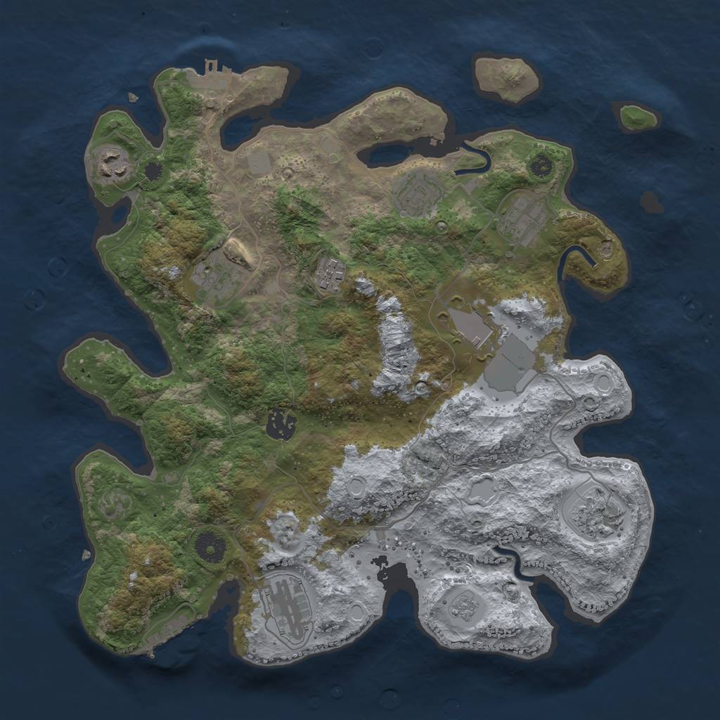 Rust Map: Procedural Map, Size: 3500, Seed: 1148126760, 15 Monuments