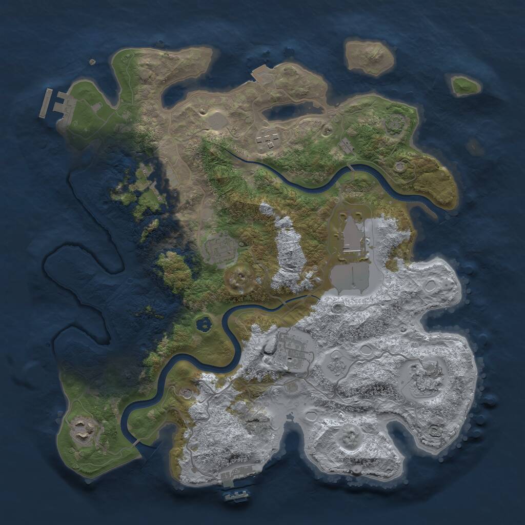 Rust Map: Procedural Map, Size: 3500, Seed: 1148126760, 13 Monuments