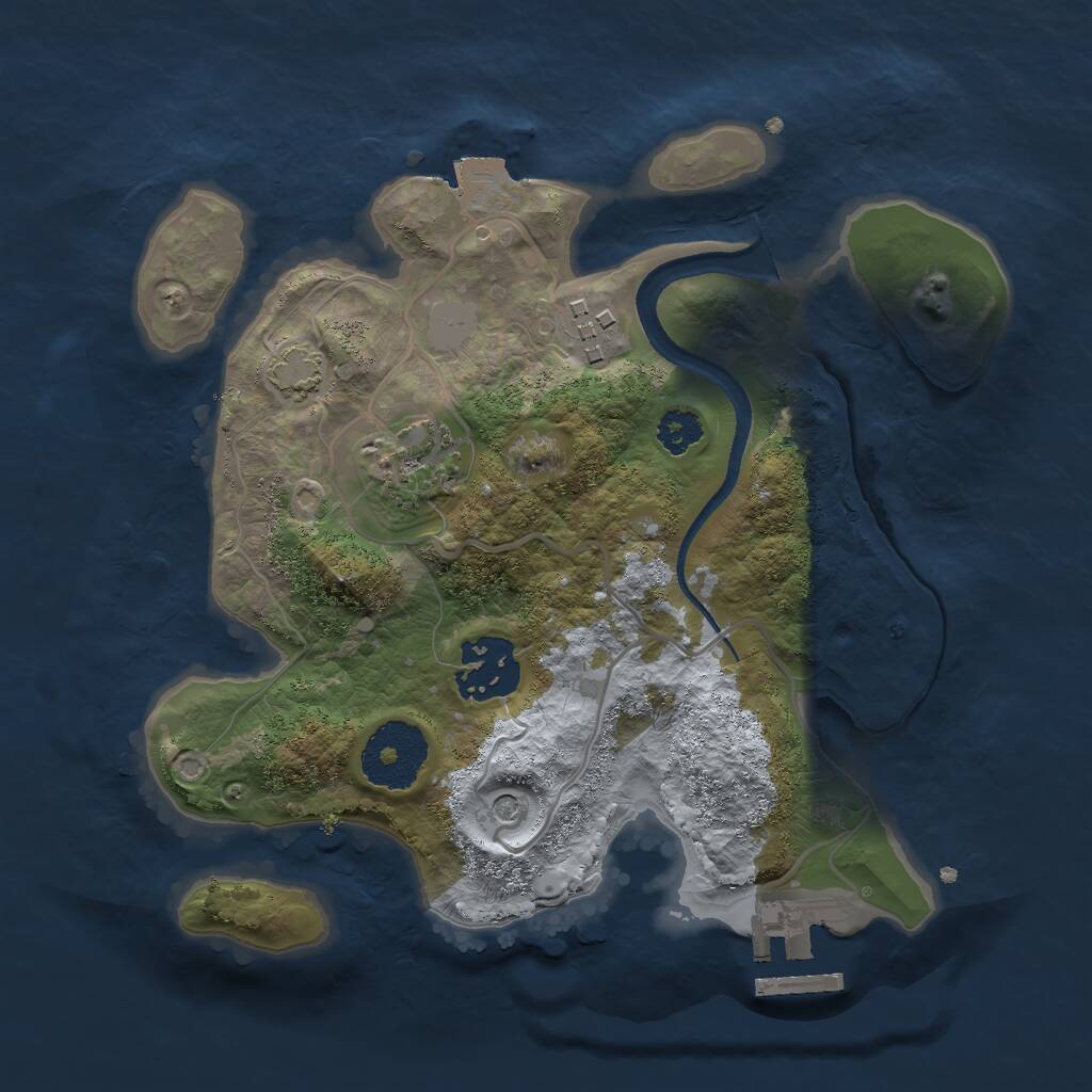 Rust Map: Procedural Map, Size: 2500, Seed: 2222245, 7 Monuments