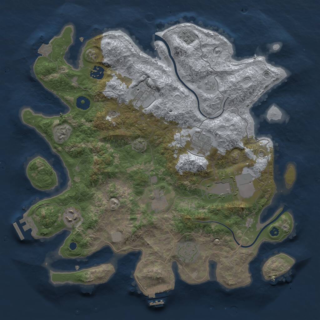 Rust Map: Procedural Map, Size: 3500, Seed: 1199298658, 14 Monuments