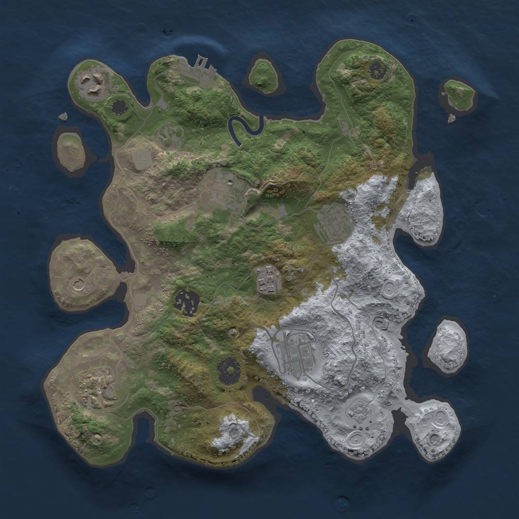 Rust Map: Procedural Map, Size: 3000, Seed: 868, 13 Monuments