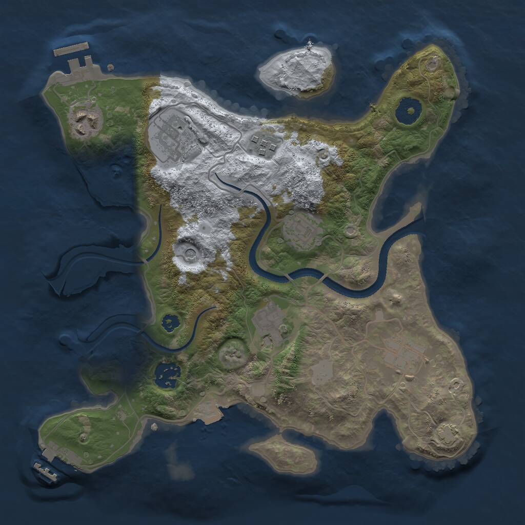 Rust Map: Procedural Map, Size: 3000, Seed: 673276237, 12 Monuments