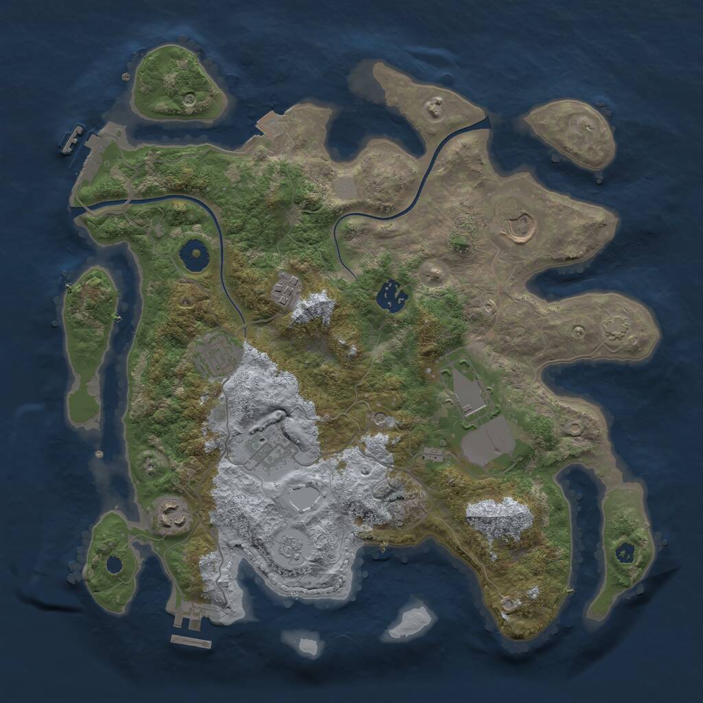 Rust Map: Procedural Map, Size: 3500, Seed: 1791769645, 13 Monuments
