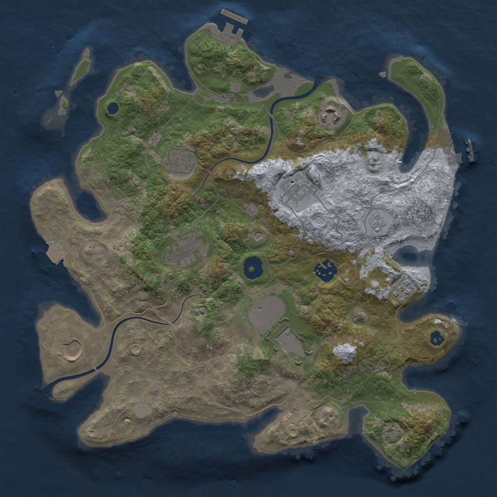 Rust Map: Procedural Map, Size: 3500, Seed: 1260492998, 14 Monuments